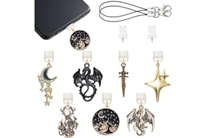 WEWAYSMILE 7-15Pcs Dust Plug Charm Type C USB C Dust Plug with Alloy and Resin Pendants for Phone Reader Accessory Gifts