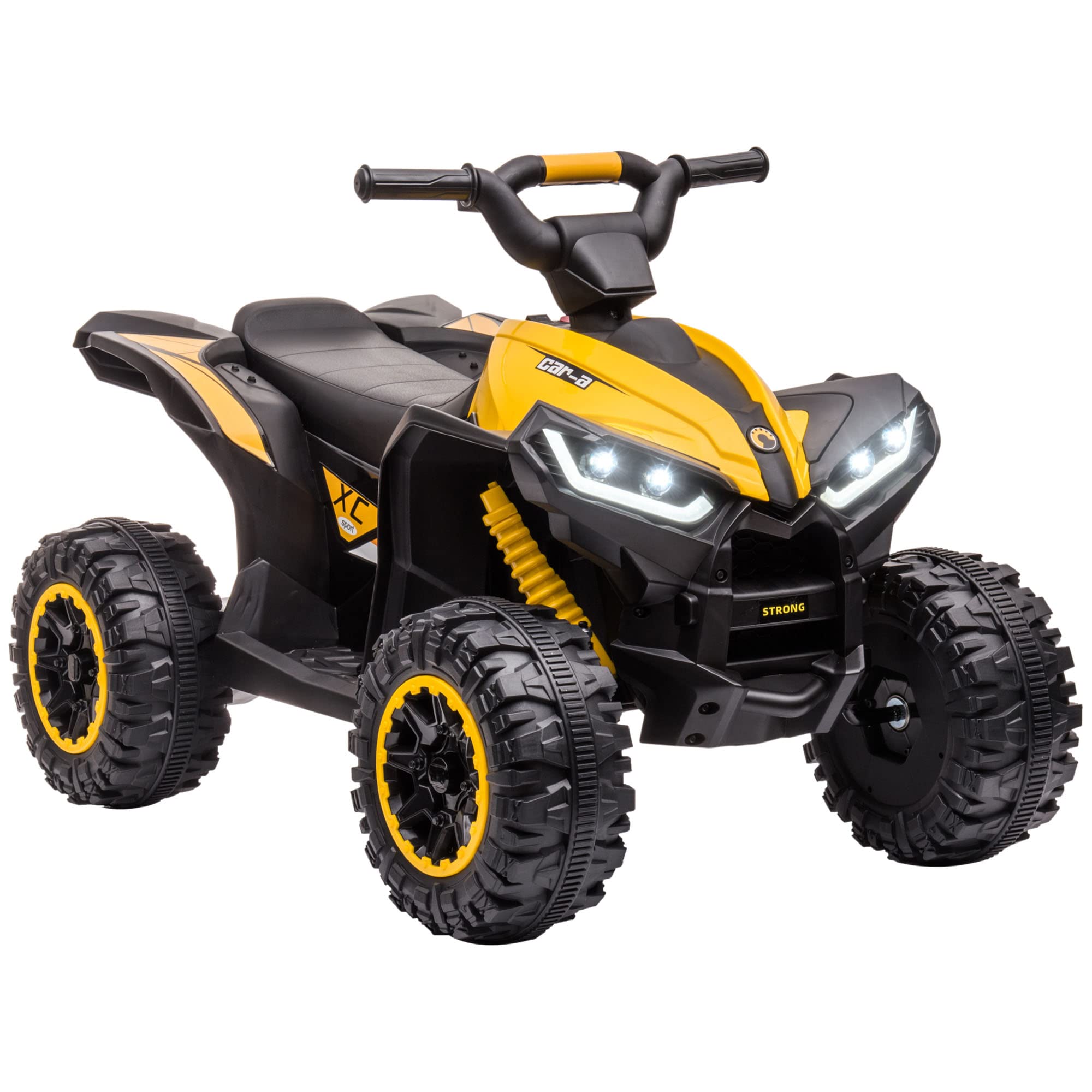 HOMCOM Kinder Quad Elektro 12V Kinderquad mit 35W Motor, Vorwärts-, Rückwärtsfunktion, Musik, USB-Anschluss, Hupe, LED-Scheinwerfer 3-6km/h Elektro-Quad für Kinder 3-5 Jahre Gelb