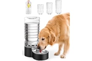 Heouvo 2.5 Gallon Automatic Dog Water Dispenser【Wide Mouth for Easy Hand-in Cleaning】【Removable Stainless Steel Bowl】, Gravity Refilling Large Capacity for Cats and Dogs, Multi-Pet Homes