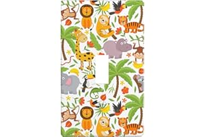 TGUBJGV Jungle Animals Tiger Koala Giraffe Cute Light Switch Cover 1-Gang,Decorative Single Toggle Wall Plate Switch Wallplate Cover Faceplate For Kids Teens Boys Girls Room Decor,4.50" X 2.76"Inch