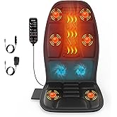Massage Seat Cushion with Heat, Cooling Back Massager for Chair, Chair Massager for Full Body Massage, Deep Tissue Vibration Pad with 2 Adapters, Gifts for Dad Mom