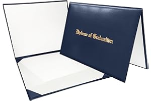 Gradplaza Diploma Cover for Certificate 8.5"x 11" Imprinted “Diploma of Graduation” Navy Diploma Holder Smooth for High School,University