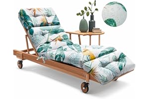 Uthem Outdoor Chaise Lounge Chair Cushion 75.1 x 22.8 x 4.7 Inches 100% Waterproof Replacement Cotton Patio Pool Lounge Chair Cushion for Outdoor Furniture with Ties, Yellow-Green Leaf