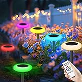 intelamp Solar Lights Outdoor Waterproof, 6Pack Color Changing Solar Lights Remote Control Pathway Light for Yard Lawn Patio Landscape Walkway Pool Christmas Decoration