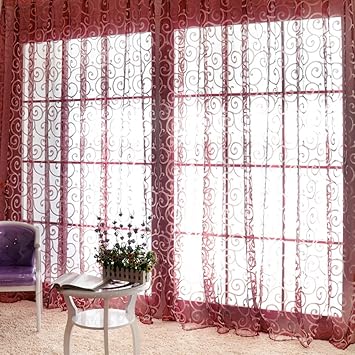 Amazon Com Shantan Embroidered Window Treatments Panels Sheer
