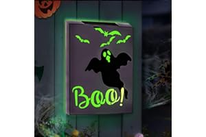 SUCUY Halloween Decorations Outdoor Solar Wall Lights, Ghost Scary Halloween Decor, Halloween Solar Lights for Outside,Patio,Lawn,Yard, Solar Ghost Wall Decorations