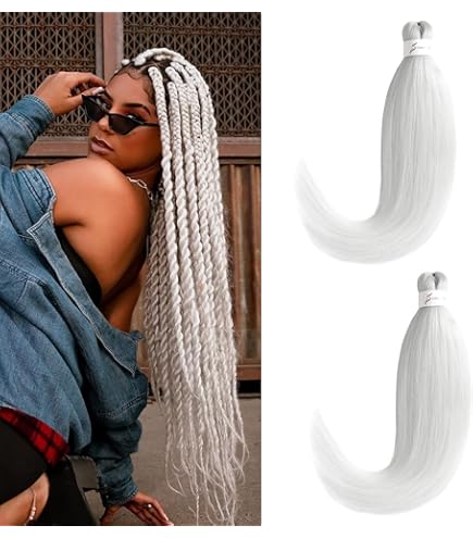 Amazon.com : White Braiding Hair Pre Stretched Hair Extensions