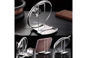 Pot Lid Holder, Lid and Spoon Rest Holder for Kitchen Counter, Foldable Pan Lid Organizer Stand with Nonslip Pads, Multifunct