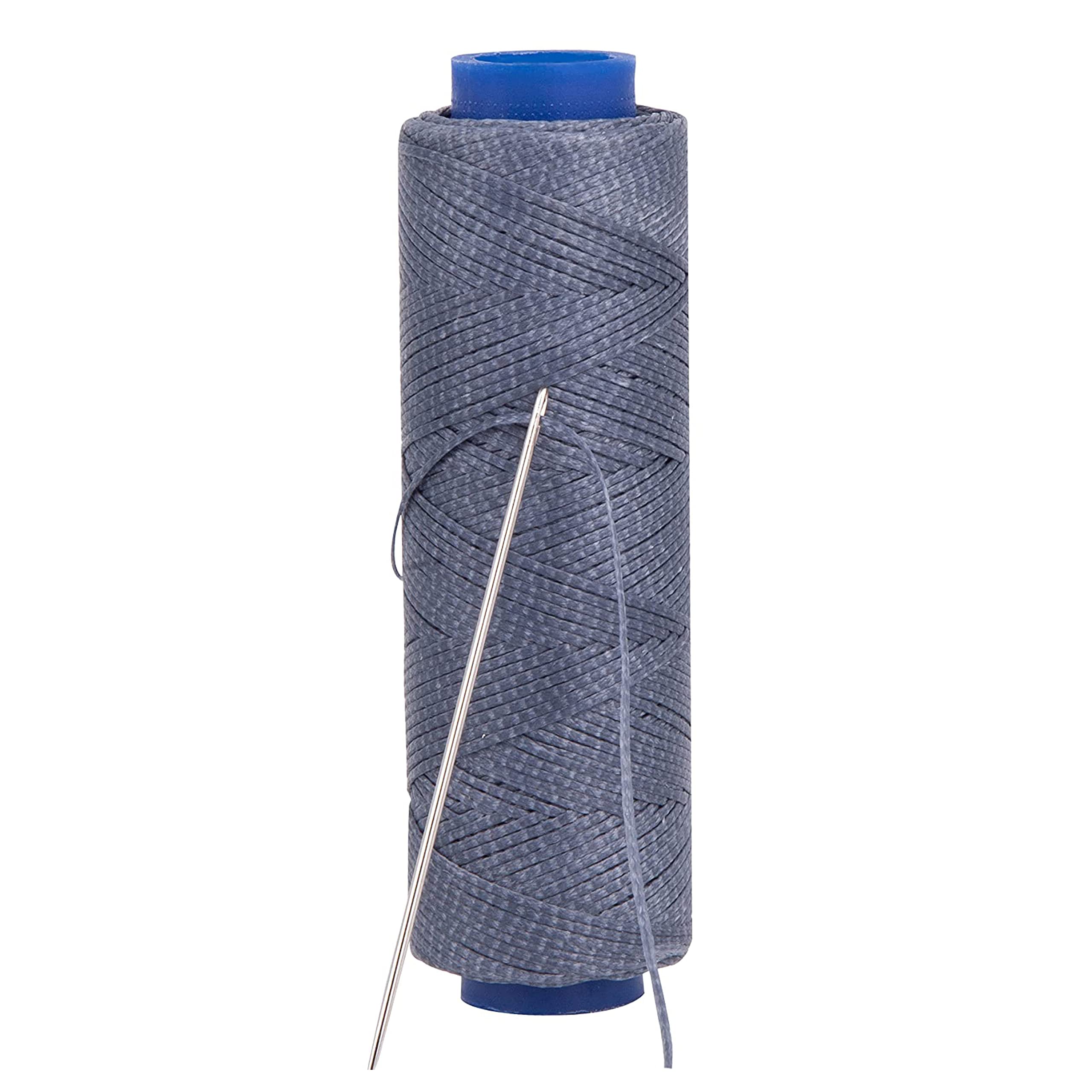 Shelver Waxed Thread, Strong Thread for Leather, Upholstery, Shoe, Bag, incl. Needle (Colour: Dark Grey)