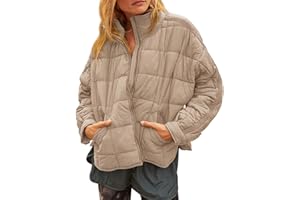 Gacaky Women's Baggy Lightweight Zip Puffer Jacket Warm Winter Down Coat with Pockets