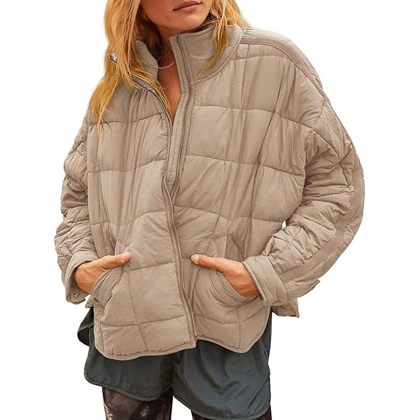 Aiopr Women's Oversized Lightweight Down Coat Long Sleeve Zip