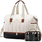 LOVEVOOK Travel Duffle Bag,Puffer Weekender Bags For Women with Shoe Compartment,42L Carry On Duffel Bags For Airplanes,Hospital Bag for Labor and Delivery,Overnight Bag,2Pcs Set