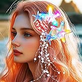 BARTOSI Light Up Starfish Hair Clips LED Shell Hair Clip Mermaid Costume Hair Accessories for Women (Pack of 2)
