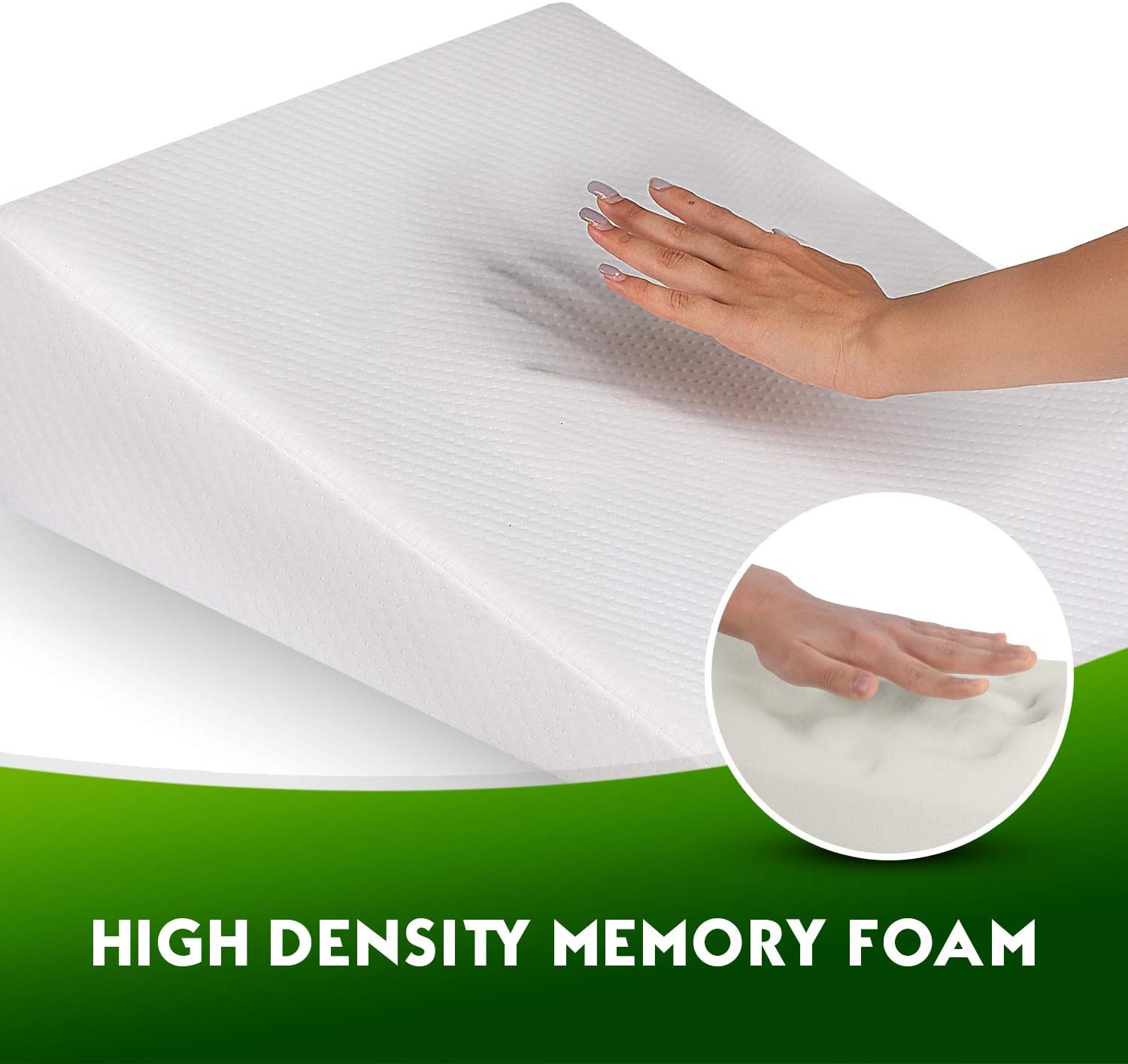 Bed Wedge Pillow with Memory Foam Top - Reduce Neck and Back Pain, Snoring, and Respiratory Problems - Ideal for Sleeping, Reading, Rest or Elevation - Breathable and Washable Cover - 7 in: Kitchen & Dining