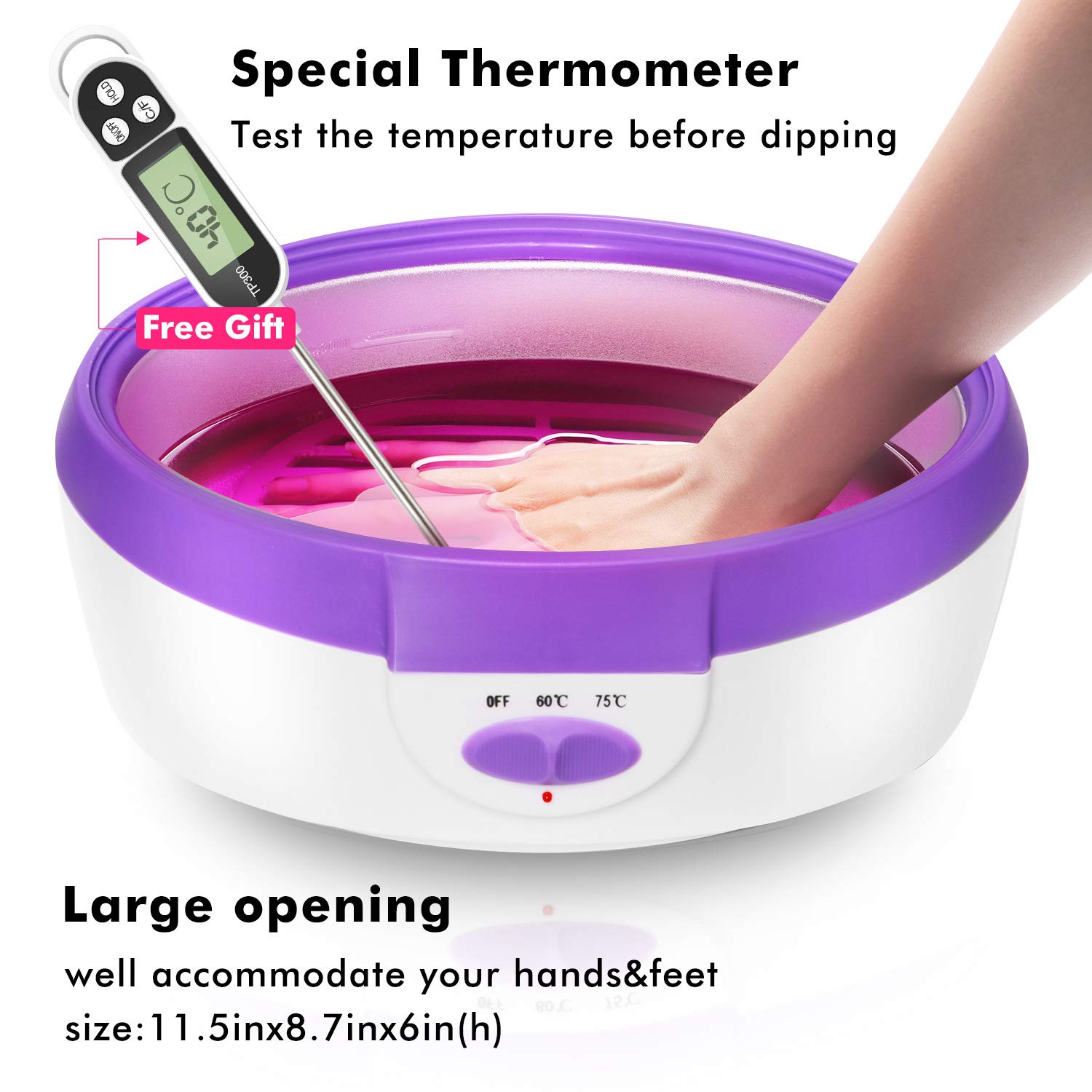 Paraffin Wax Machine for Hand and Feet - Ejiubas Paraffin Bath Quick Heating 2500ml Paraffin Wax Warmer with Paraffin Wax Refills Thermal Mitts Gloves Moisturizing Kit Hand Wax Spa Purple : Beauty