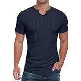 Askdeer Mens Short Sleeve Muscle T Shirt Slim Fit V-Neck Casual Shirt Gym Workout Athletic Tee