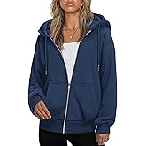 ZEAGOO Hoodies Women Zip Up Hoodie Oversized Sweatshirt Fleece Jackets Spring Fall Winter Coats 2026 Fashion