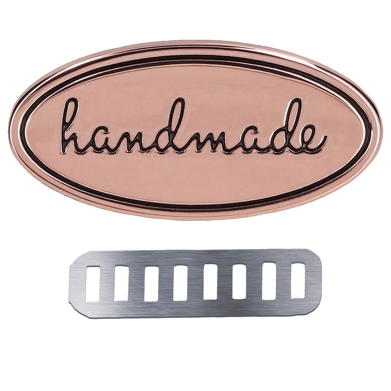 5pcs Handmade Labels, Metal Hand Made Tag Labels, Multiple Colors Available DIY Bag Label Handmade Tags for Jewelry Making Crafts Sewing Clothing Decoration Findings Gift(Roségold)