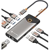 NOVOO USB C Hub Ethernet 4K@60 USB C HDMI Adapter Multiport Type C Adapter, 100W PD, 5Gbps USB-A/C Data Ports Docking Station Compatible for MacBook/iPhone/Dell/HP/Surface