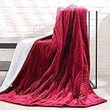 MaxKare Electric Blanket Heated Throw Flannel & Sherpa Reversible Fast Heating Blanket 50" x 60", ETL Certification with 3 He