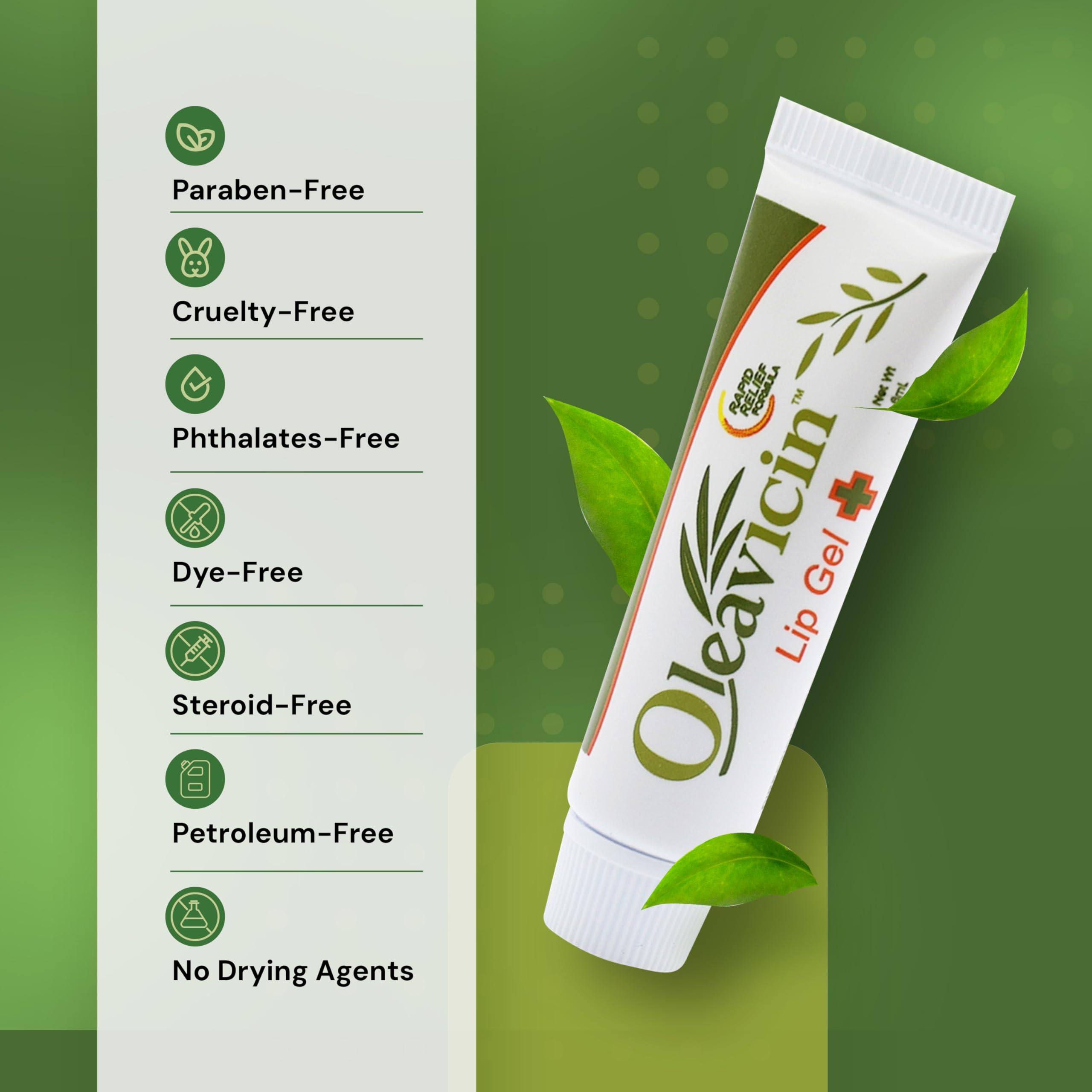 Oleavicin Lip Gel – Natural Cold Sore & Fever Blister Treatment with Organic Olive Leaf – Fast-Acting Relief – 1.3oz (3.8) - 3 Pack