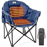 LILYPELLE Oversized Heated Camping Chair, Patio Lounge Chairs with 3 Heat Levels, Portable Folding Heated Chair Round Moon Saucer Folding Lawn Chair Outdoor Chair for Camping, Lounge Patio