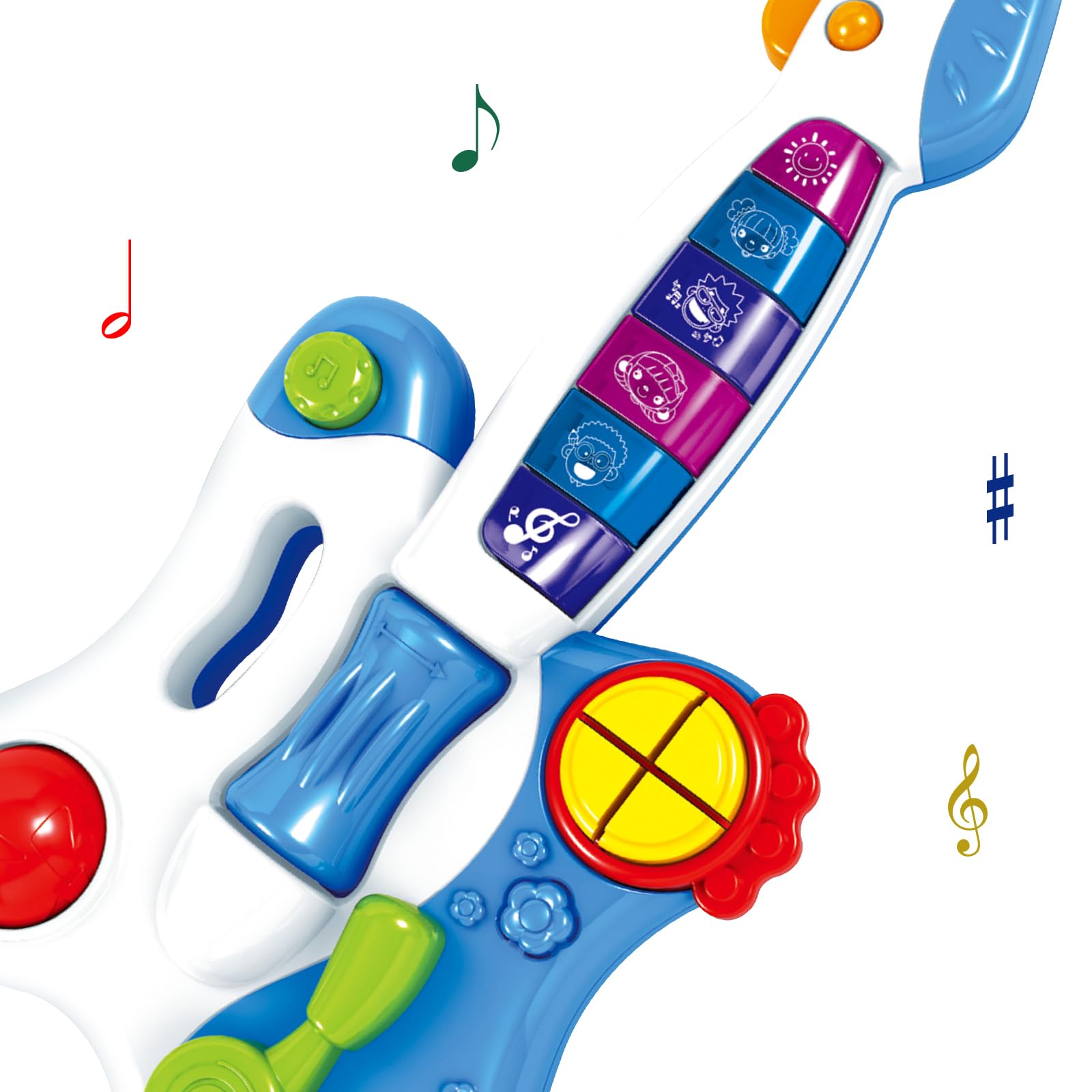 Flex Kids Electric Guitar Toy with Light and Sound Interactive Musical Learning Instrument with Multiple Tunes Modes Developmental Gift for Toddler Boys and Girls 18 Monts and above size 40cm (BLUE)