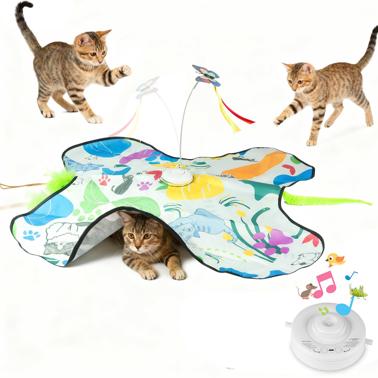 Photo 1 of Cimolea Interactive Cat Toys Rechargeable for 4 in 1 Hide and Seek Game, Moving Concealed Wand Feathers, Real Mouse Squeaky, Durable Exercise Toys for Indoor Cats for Bored Adult Cats Wand Toy
