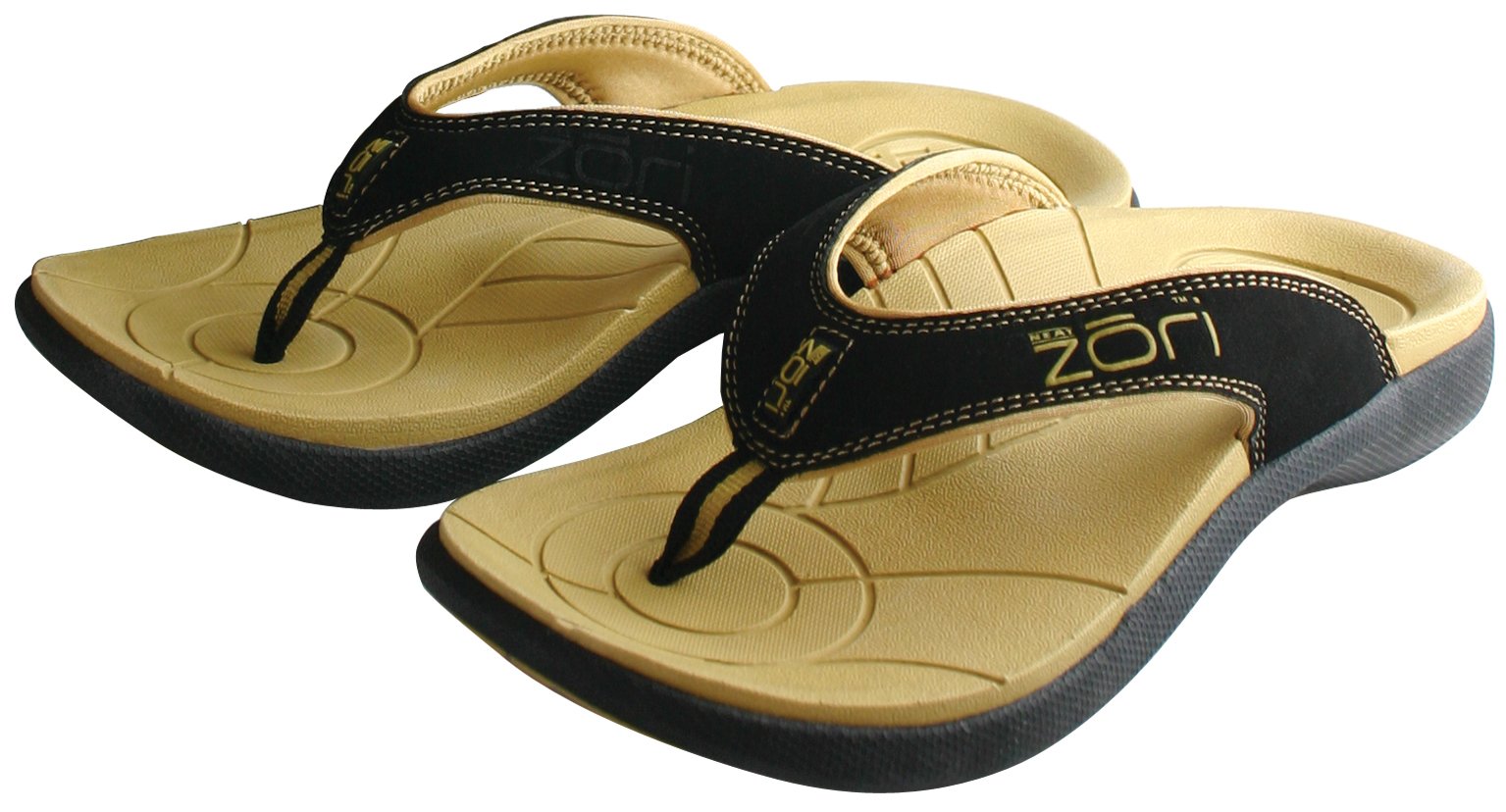 Neat Feat Men's Zori Sport Orthotic Slip-On Sandals Flip Flop Black/Tan 19 71BVXSe7 2L