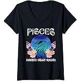 Womens Pisces Facts Pisces Zodiac Sign Pisces Birthday V-Neck T-Shirt