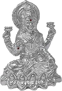 CaratCafe Maa Laxmi Lakshmi Ma Idol Pure Silver 999 Statue,BIS Hallmark Certified for Puja Temple Good Luck Gift & Home Decor { NET WT 20 GMS } [2.2 x 1.6 Inch]