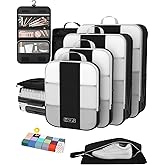 8 Set Compression Packing Cubes for Travel Essentials,Compressible Expandable Packing Cubes for Suitcase,OlarHike Luggage Organizer Bags for Travel,Handy Helper for Organizing Clothes(Black)