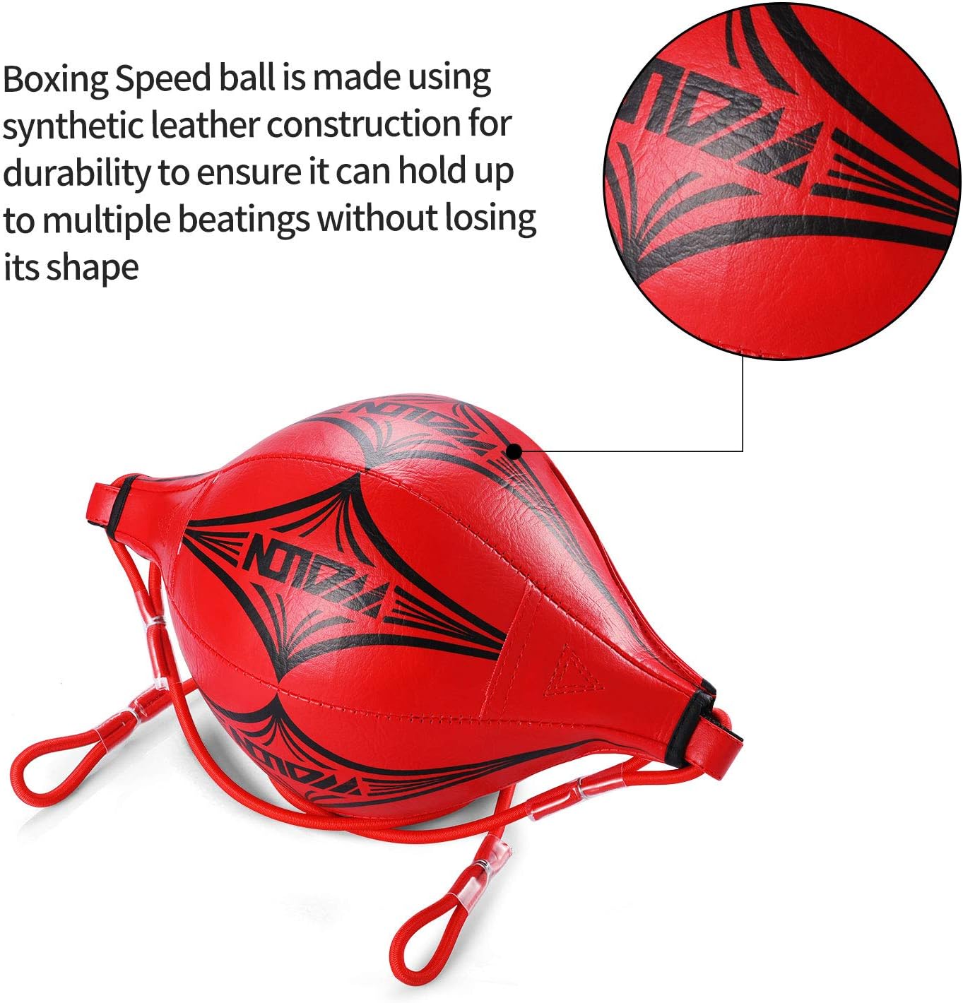 KUYOU Double End Ball with Pump Boxing Ball Speed Training Ball Leather Speed Bag Punching Dodge MMA with Ring Locking for Training Gym Exercise Agility (Red) : Sports & Outdoors