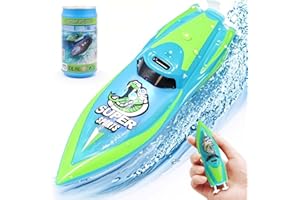 LAFALA Mini Remote Control Boat RC Boat 2.4Ghz 360 Rotating LED Light bulit-in Rechargeable Battery Pool BathtubToys Remote Control Boats for Kids 8-12 Years Birthday Gift Green