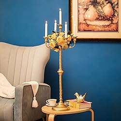Sziqiqi Gold Floor Candelabra Candle Holder for