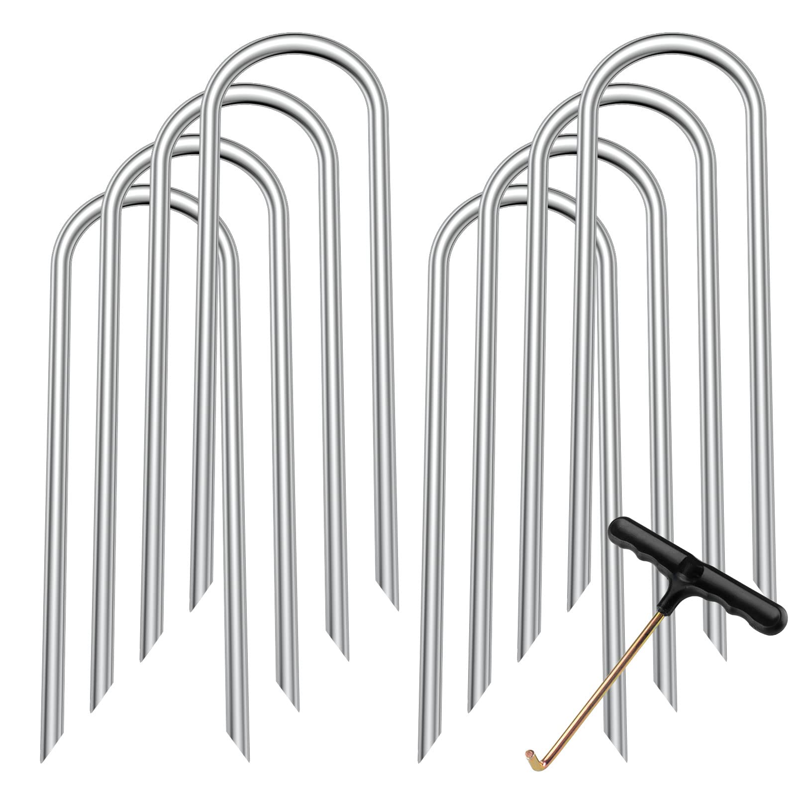 UROVIBOSCR Trampoline Anchors Heavy Duty Galvanized Steel Set of 8 for Trampolines, Swing Sets, Canopies, Camping Tarps, Trapping, Sheds, Dog Tie Out