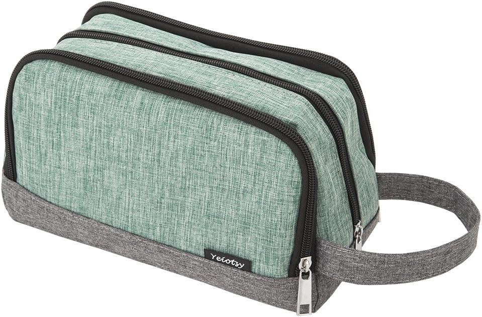 Yeiotsy Men's Travel Toiletry Bag - Small Wash Bag with Mesh Pockets & 3 Compartments (Green)