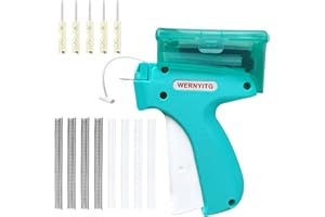 WERNYITG Stitch Gun for Clothes with Storage Box, Stitchy Quick Cloth Fixer Sewing Gun with 6 Micro Needles, Quick Stitch Sewing Gun with 1000 Black and 1000 White Fasteners, Mini Tag Gun for Clothes（Blue）