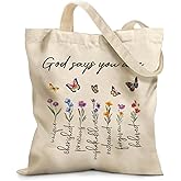 Ialtsidws Aesthetic Canvas Tote Bag for Women - with Magnetic Snap Closure & Zipper Inner Pocket Reusable Bag for Shopping