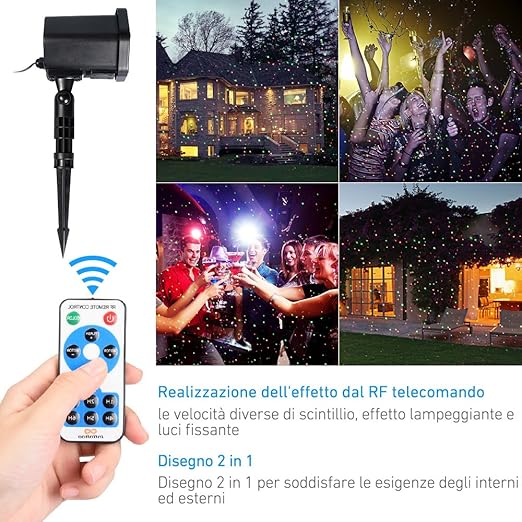 Lámpara proyector de estrellas, luz de Navidad exterior dinámica ...