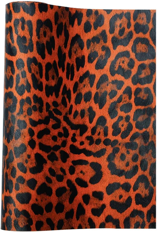 Meneng Leopard Printed Fabric Faux DIY Sheet Canvas Back Size"9 x 53"(23cm x 135cm) for Hair Bows Making Craft (Small Leopard-J)