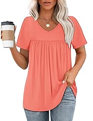 T Shirts for Women Short Sleeve Pleated Oversized