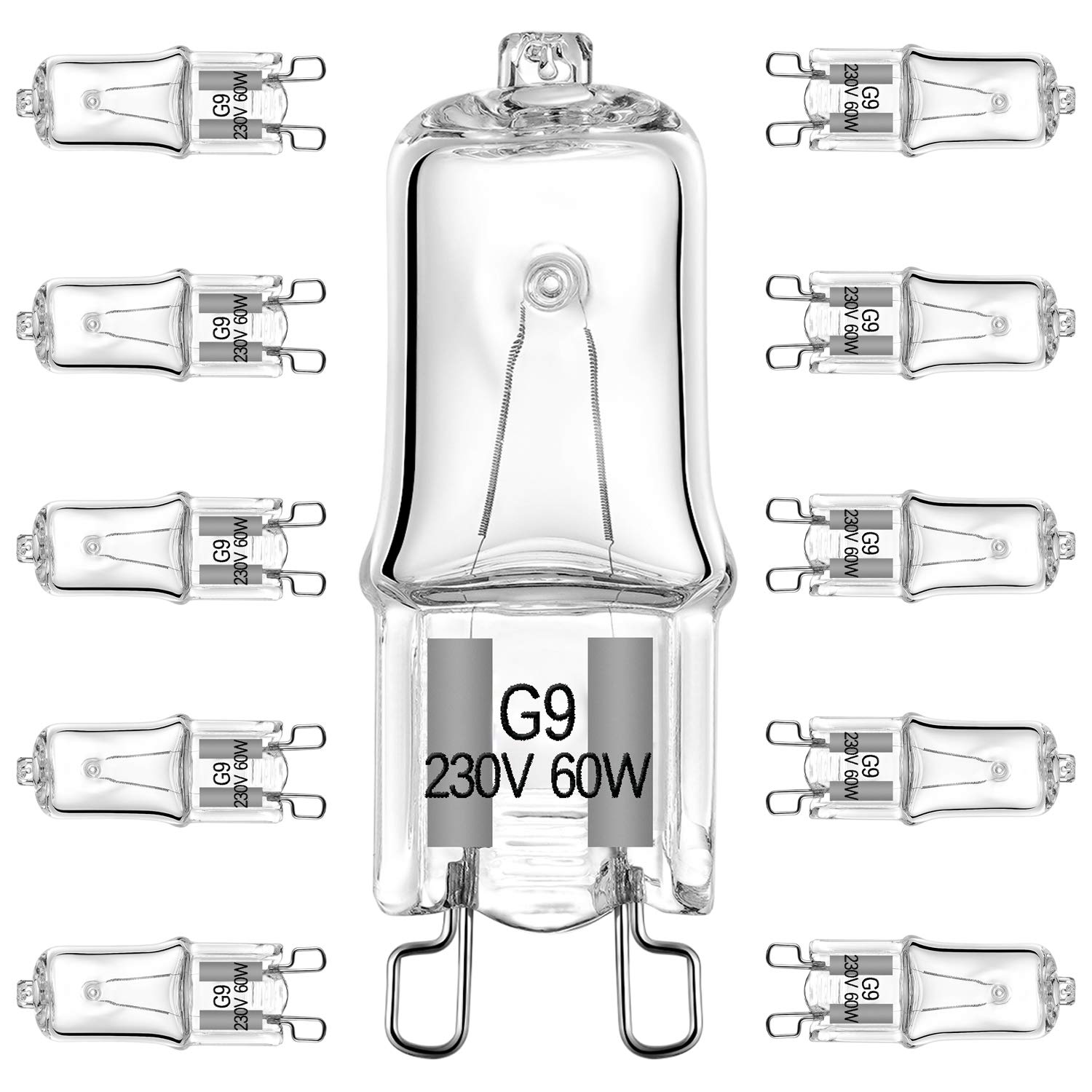 EKSAVE G9 Halogen Bulb 60W 230V 2 Pin Base Replacement Light Bulbs Dimmable Warm White (10 Pack)