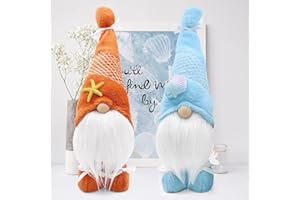 CiyvoLyeen Beach Gnomes Decorations Sea Star Shell Gnomes Handmade Decor Shelf Sitters Swedish Gnomes Nisse Scandinavian Summer Gnomes Plush Elf Dwarf Home Household Ornaments Set of 2