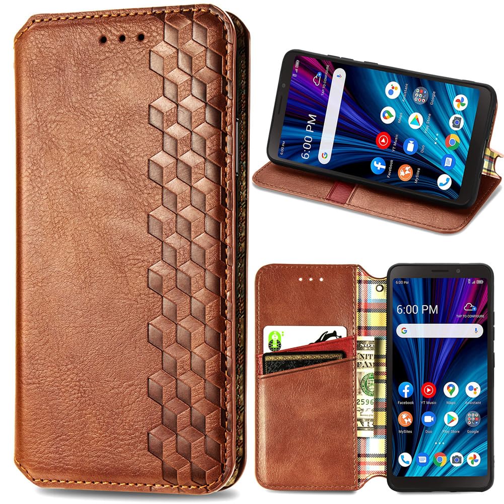 BAILI Wallet Case for Motorola Moto G54 5G [Kickstand/Magnetic Closure/Card Slot] Plaid Cover for Motorola Moto G54 5G-04