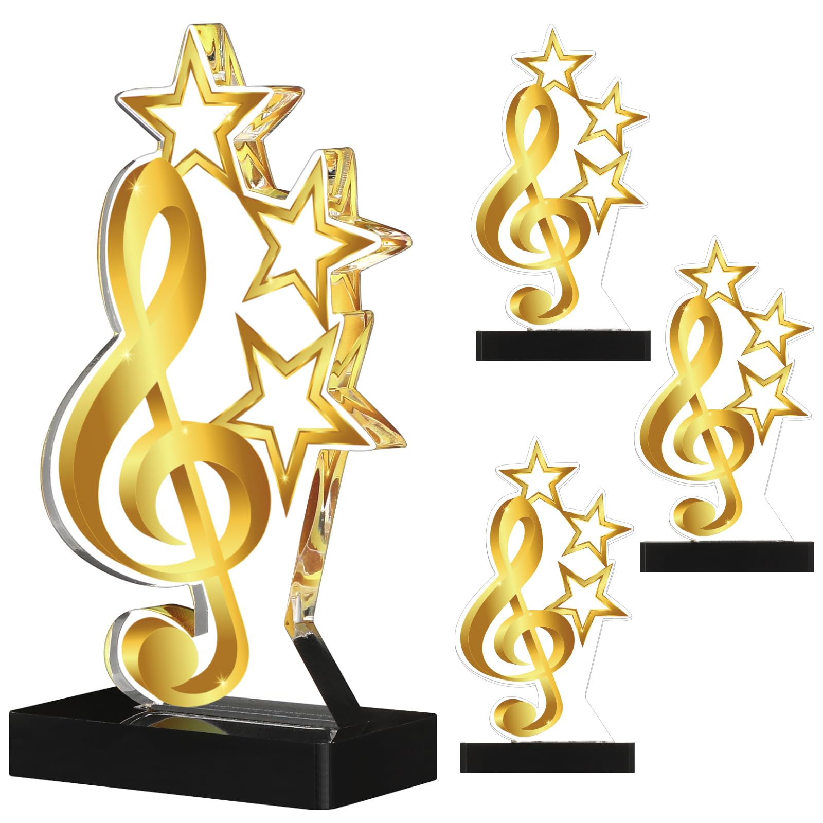 Photo 1 of Landical 4 Pack Music Award Trophies Gold Winner Music Award Plaque Acrylic Music Trophies Award Music Prize Gift for Tournaments, Competitions, Party, Kids and Adults