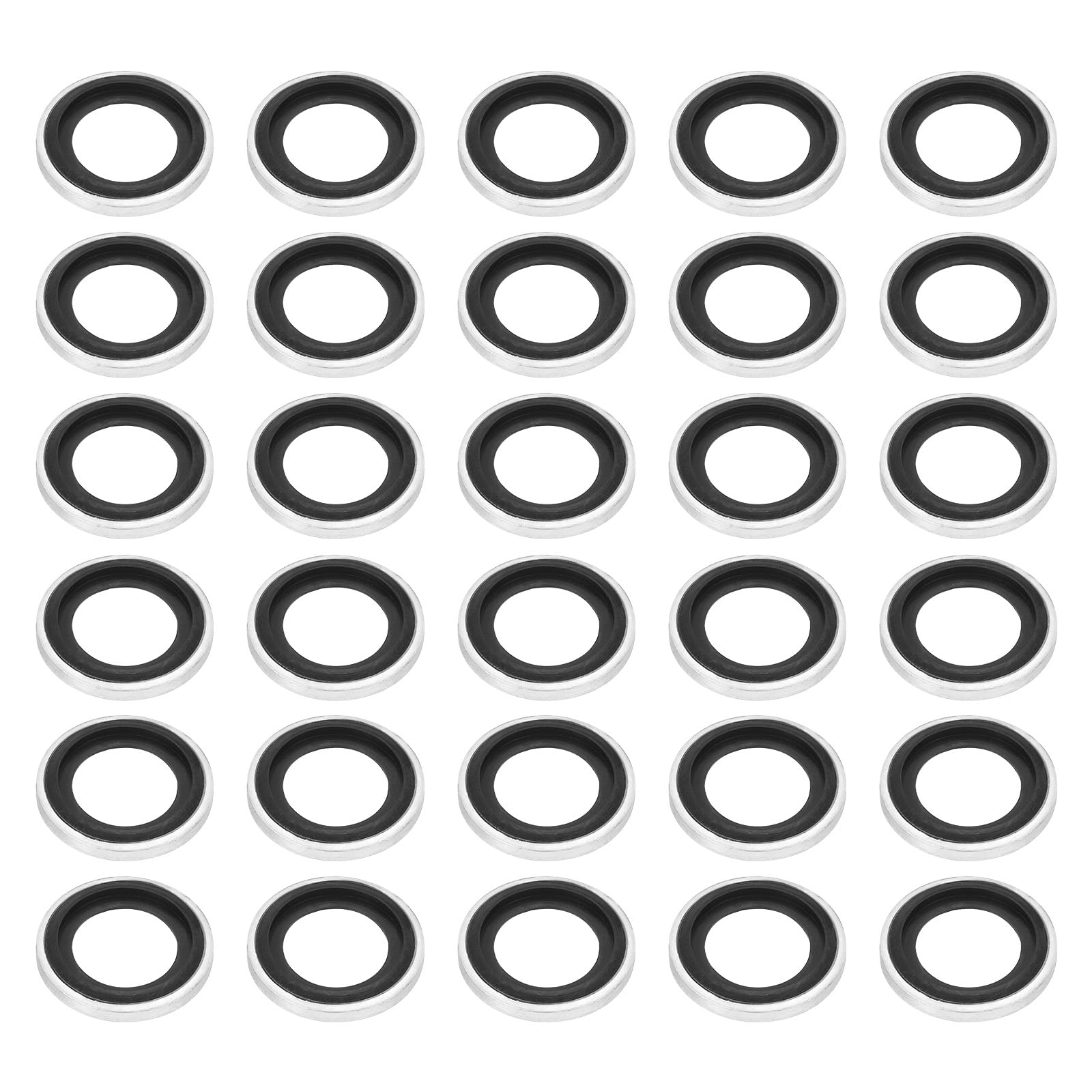 PATIKIL M14 Self-Centered Bonded Sealing Gasket, 30Pcs NBR Metal Bonded Sealing Washers Automotive Washers for Mechanical, Plumbing, Cylinder Repairs