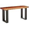 Alaterre Furniture Alpine Live Edge Solid Acacia Wood 36-Inch Bench Accent, Entryway Hall Decor with Black Metal Legs - Entry Organizer with Floor Protectors, Unique, and Durable