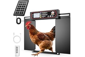 IBKINXX Automatic Chicken Coop Door with Horizontal Dual Opening, Remote & Manual Control, USB Backup, Predator-Proof Larger Opening Size House Door Solar Powered for Chicken, Duck and Poultry, Black
