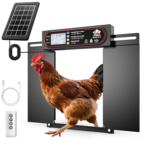 Remote Control Cooked Chicken Automatic Chicken Coop Door with Horizontal Dual Opening, Remote ...